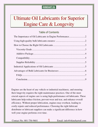 Ultimate Oil Lubricants for Superior Engine Care & Longevity