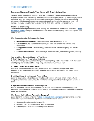 Connected Luxury: Elevate Your Home with Smart Automation