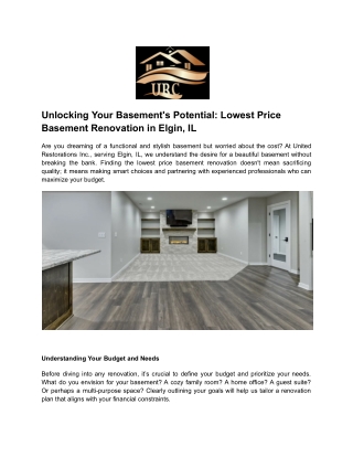 Unlocking Your Basement's Potential_ Lowest Price Basement Renovation in Elgin, IL