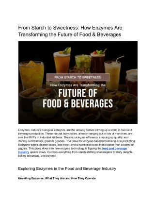 From Starch to Satisfaction: Why Enzymes Are Key to Future Food Innovation