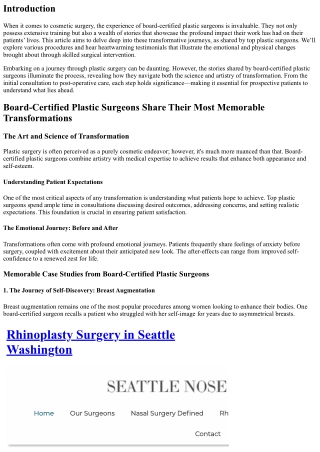 Board-Certified Plastic Surgeons Share Their Most Memorable Transformations