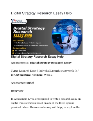 Digital Strategy Research Essay Help