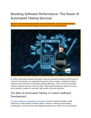 Boosting Software Performance - The Power of Automated Testing Services