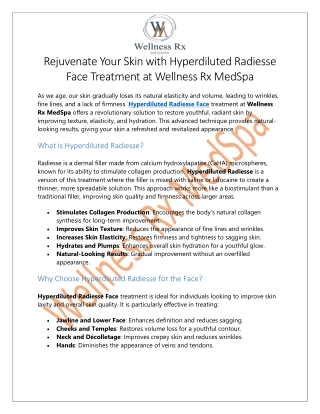 Hyperdiluted Radiesse Face At Wellness Rx MedSpa
