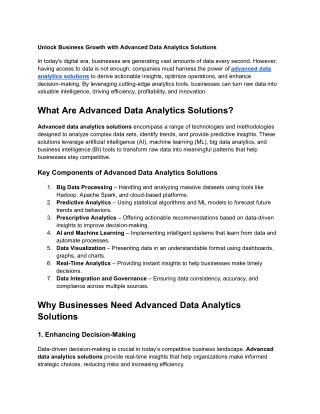 Unlock Business Growth with Advanced Data Analytics Solutions