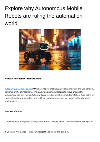 Explore why Autonomous Mobile Robots are ruling the automation world