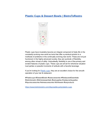 Plastic Cups & Dessert Bowls _ BistroToRestro