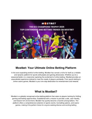 Mostbet: Your Ultimate Online Betting Destination