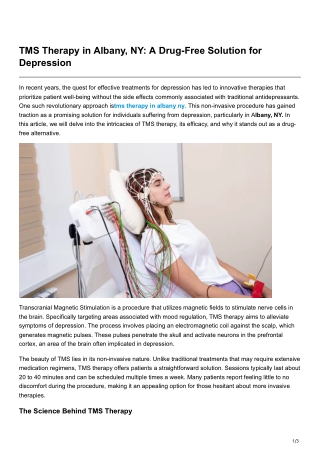 TMS Therapy in Albany NY A Drug-Free Solution for Depression