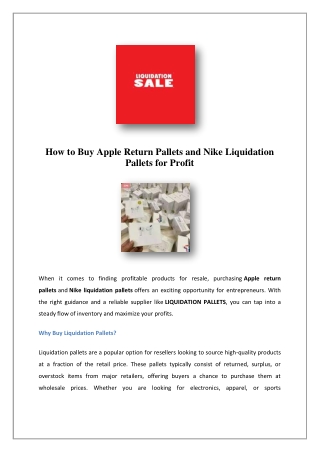 Electronic & Clothes Liquidation Pallets for Sale Near You at Best Price