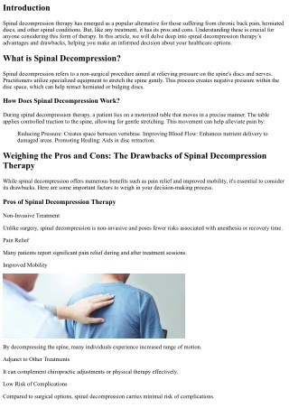 Weighing the Pros and Cons: The Drawbacks of Spinal Decompression Therapy