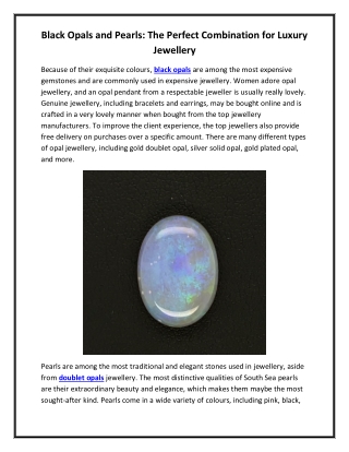 Black Opals and Pearls The Perfect Combination for Luxury Jewellery