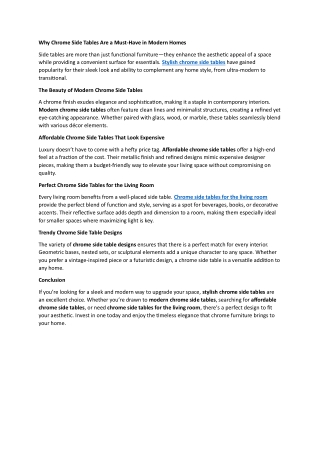 Why Chrome Side Tables Are a Must