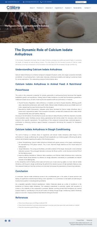 Enhancing Food Safety and Health with Calcium Iodate Anhydrous