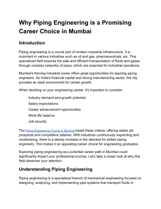 Why Piping Engineering is a Promising Career Choice in Mumbai (1)
