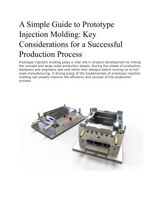 A Simple Guide to Prototype Injection Molding