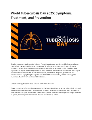 World Tuberculosis Day 2025: Symptoms & Prevention to End TB