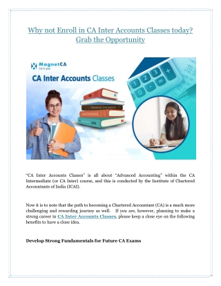 Why not Enroll in CA Inter Accounts Classes today? Grab the Opportunity