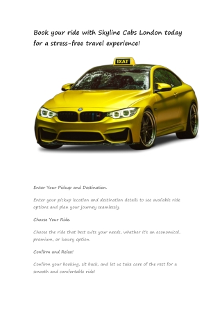 Book your ride with Skyline Cabs London today for