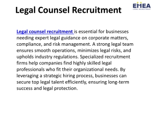 Dubai Premier Legal Recruiting Firms for Legal Counsel Recruitment