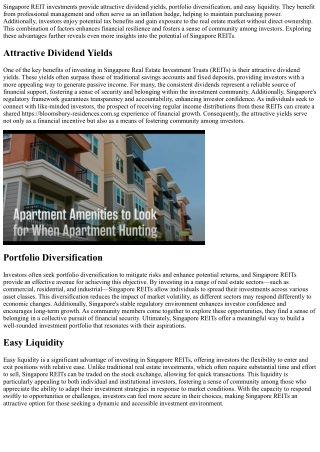 7 Key Advantages of Singapore REIT Investments