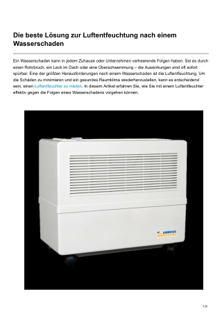 Die beste Lösung zur Luftentfeuchtung nach einem Wasserschaden