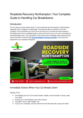 Roadside Recovery Northampton_ Your Complete Guide to Handling Car Breakdowns
