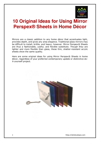 10 Original Ideas for Using Mirror Perspex® Sheets in Home Décor