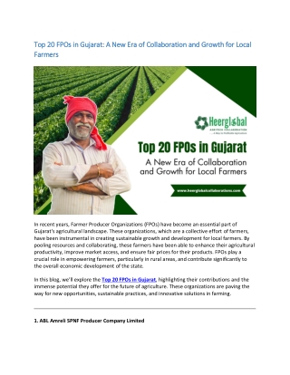 Top 20 FPOs in Gujarat A New Era of Collaboration and Growth for Local Farmers