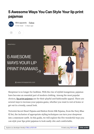 Mini Apparels’ Lip Print Pajamas – Sweet Dreams in Style