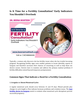 1.Is It Time for a Fertility Consultation?Early Indicators You Shouldn't Overlok