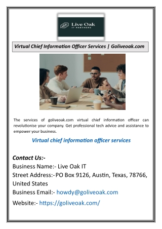Virtual Chief Information Officer Services | Goliveoak.com