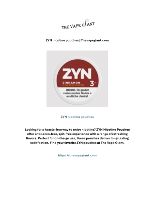 ZYN nicotine pouches | Thevapegiant.com