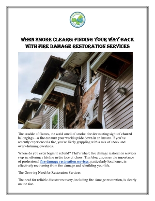 When Smoke Clears Finding Your Way Back with Fire Damage Restoration Services