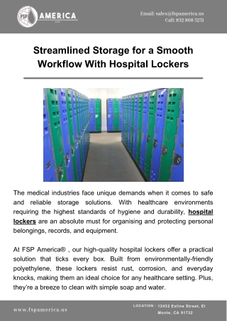 Streamlined Storage for a Smooth Workflow With Hospital Lockers