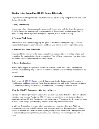 DumpsBoss 010-151 Dumps The Key to Your Exam Success