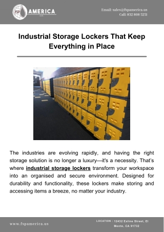 Industrial Storage Lockers That Keep Everything in Place