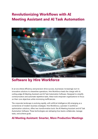 Revolutionizing Workflows with AI Meeting Assistant and AI Task Automation Software by Hire Workforce