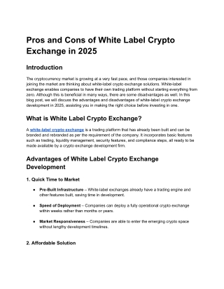 Pros and Cons of White Label Crypto Exchange in 2025