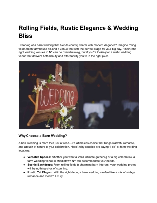 Rolling Fields, Rustic Elegance & Wedding Bliss