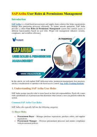 SAP Ariba Online Training - SAP Ariba Training Course in Hyderabad