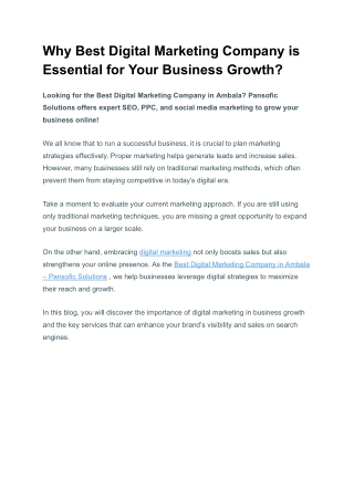 Why Best Digital Marketing Company is Essential for Your Business Growth