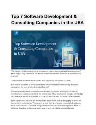 Top 7 Software Development & Consulting Companies in the USA