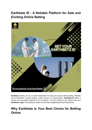 Earthbetz ID  A Reliable Platform for Safe and Exciting Online Betting