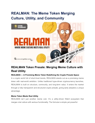 REALMAN_ The Meme Token Merging Culture, Utility, and Community