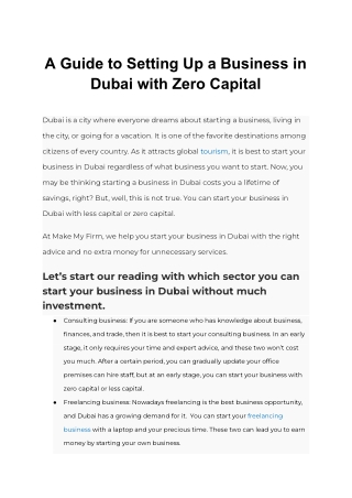 A Guide to Setting Up a Business in Dubai with Zero Capital