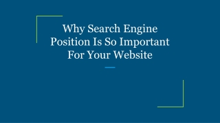 Why Search Engine Position Is So Important For Your Website
