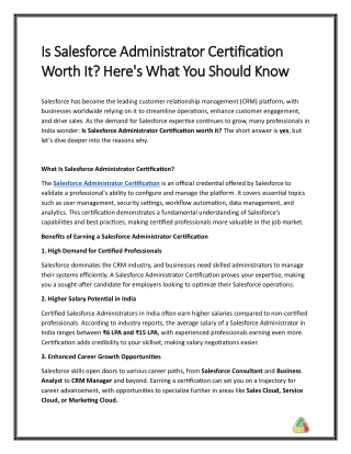 Is Salesforce Administrator Certification Worth It