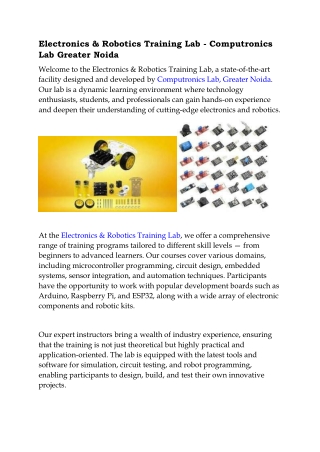 Electronics & Robotics Training Lab - Computronics Lab Greater Noida  Blog