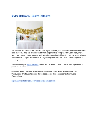 Mylar Balloons _ BistroToRestro